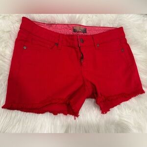 PAIGE Bright Red Jean Shorts